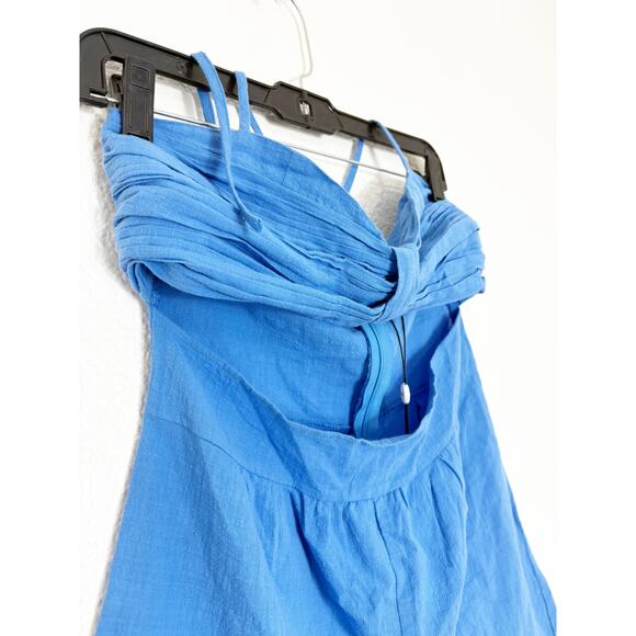NWT SNDYS X Revolve Boat Linen Romper Size Medium Blue Cut Out Lightweight - Picture 7 of 11